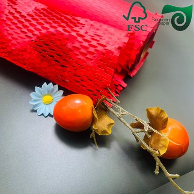 FSC 50gsm Red  Honeycomb Paper Wrap  Eco Friendly Cushioning For E Commerce Fragile Items