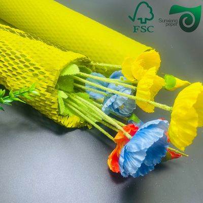 FSC 100gsm Yellow Honeycomb Paper Wrap  Eco Cushion For E Commerce  Logistics