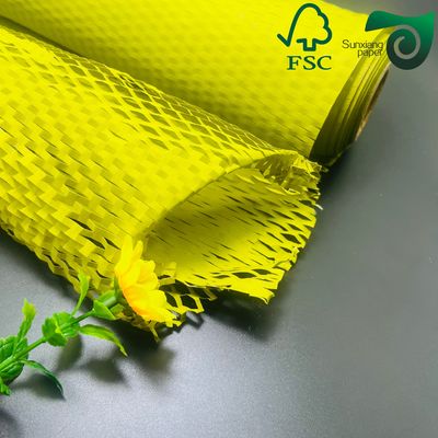 FSC Honeycomb Paper Wrap 50gsm 80gsm Yellow Brown Eco Cushion For E Commerce Logistics