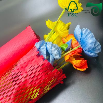 FSC 100gsm RED White  Honeycomb Paper Wrap Eco Cushion For E Commerce Fragile Items