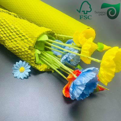 FSC Honeycomb Paper Wrap 50gsm 80gsm Yellow Brown Eco Cushion For E Commerce Logistics