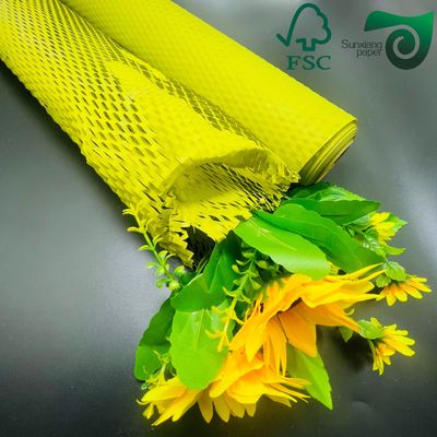 FSC 50gsm Yellow  Honeycomb Paper Wrap  Eco Friendly Cushioning For E Commerce Fragile Items