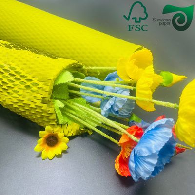 FSC 50gsm Yellow  Honeycomb Paper Wrap  Eco Friendly Cushioning For E Commerce Fragile Items