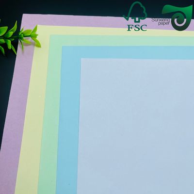FSC 50gsm Yellow Blue Blank Carbonless Copy Paper  Letter Size For Receipt Printing