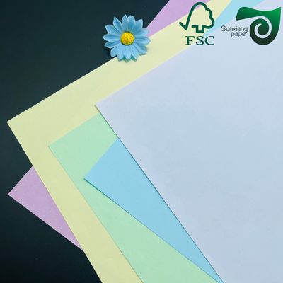 FSC 50gsm Yellow Blue Blank Carbonless Copy Paper  Letter Size For Receipt Printing