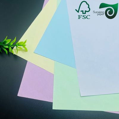 FSC 50gsm Yellow Blue Blank Carbonless Copy Paper  Letter Size For Receipt Printing