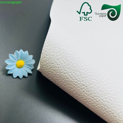 FSC 200GSM Leather Grain Embossed White Paper For Luxury Jewelry Accessory Packaging
