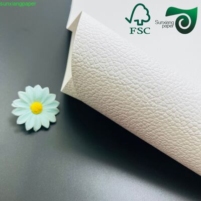 FSC 300GSM Leather Grain Embossed White Kraft Paper Premium Material For Jewelry Artistic Packaging