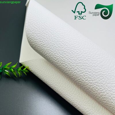 FSC 200GSM Leather Grain Embossed White Paper For Luxury Jewelry Accessory Packaging