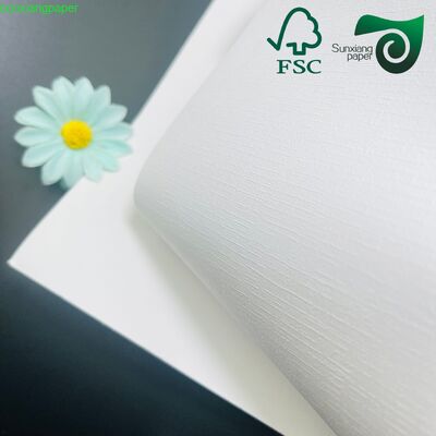 FSC 200GSM Cloth Texture Embossed White Cardpaper Premium Specialty Paper For Luxury Gift Box