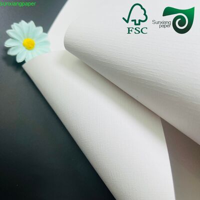 FSC 200GSM Cloth Texture Embossed White Cardpaper Premium Specialty Paper For Luxury Gift Box