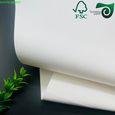 FSC 120GSM Striped Embossed White Kraft Paper Premium Material For Cosmetic Boxes