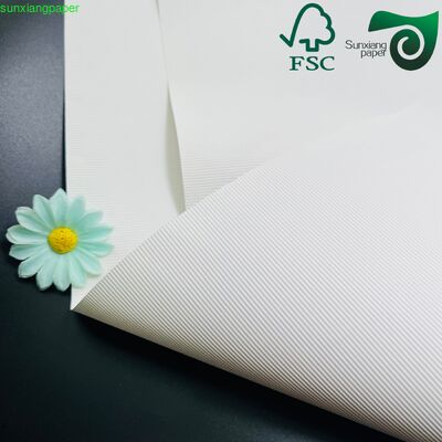 FSC 120GSM Striped Embossed White Kraft Paper Premium Material For Cosmetic Boxes
