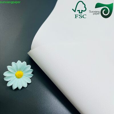 FSC 120GSM Striped Embossed White Kraft Paper Premium Material For Cosmetic Boxes