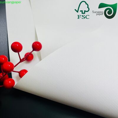 FSC 350GSM Striped Embossed White Cardstock Paper For Luxury Jewelry Accessory Packaging