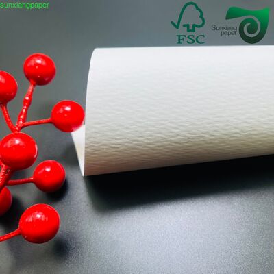 350gsm Cloth Texture Embossed Paper FSC Premium White Cardstock For Luxury Gift Packaging