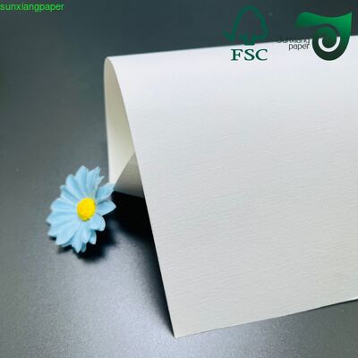 400GSM Cloth Texture Embossed Paper FSC Premium White Cardstock For Luxury Gift Packaging