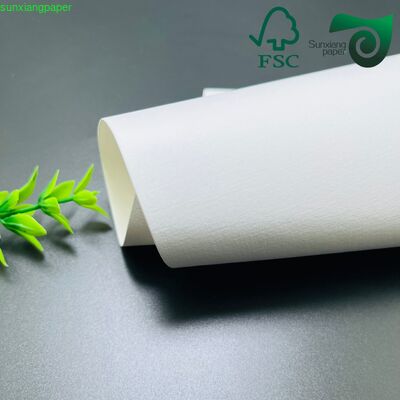 400GSM Cloth Texture Embossed Paper FSC Premium White Cardstock For Luxury Gift Packaging