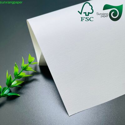 400GSM Cloth Texture Embossed Paper FSC Premium White Cardstock For Luxury Gift Packaging