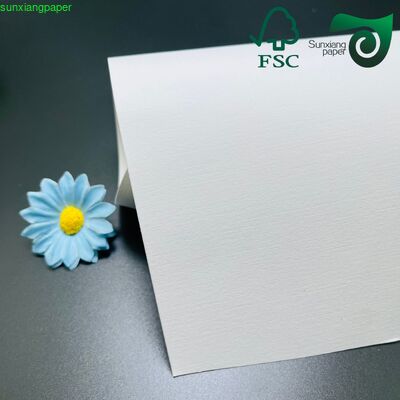 400GSM Cloth Texture Embossed Paper FSC Premium White Cardstock For Luxury Gift Packaging