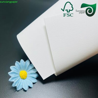 350gsm Cloth Texture Embossed Paper FSC Premium White Cardstock For Luxury Gift Packaging