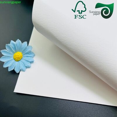 FSC 300gsm Leather Grain Embossed White Kraft Paper Premium Paper Artistic Packaging