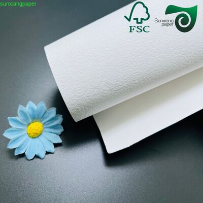 FSC 230GSM Cloth Texture Embossed Paper Premium Specialty White Cardstock For Luxury Gift Boxes