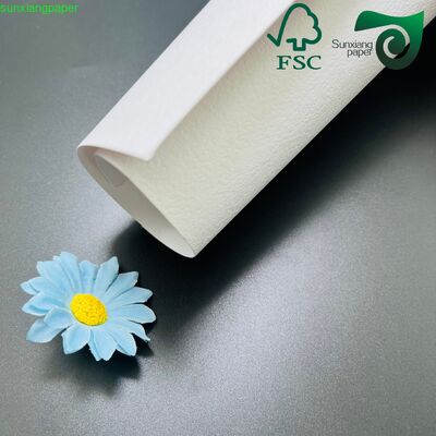 FSC 230GSM Cloth Texture Embossed Paper Premium Specialty White Cardstock For Luxury Gift Boxes