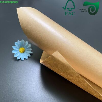 FSC 80gsm PE Coated Brown Kraft Paper Roll Food Grade Oilproof Packaging Paper
