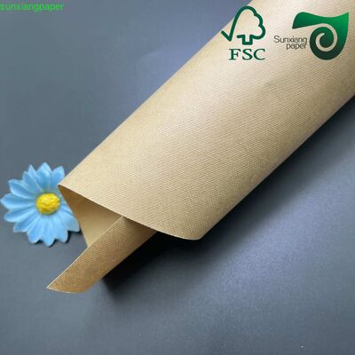 60gsm 70gsm FSC Brown Single Sided Coated Ribbed Kraft Paper For Food Wrap Bags