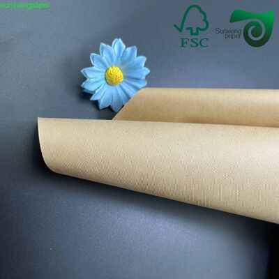60gsm 70gsm FSC Brown Single Sided Coated Ribbed Kraft Paper For Food Wrap Bags