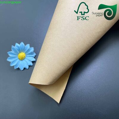 60gsm 70gsm FSC Brown Single Sided Coated Ribbed Kraft Paper For Food Wrap Bags