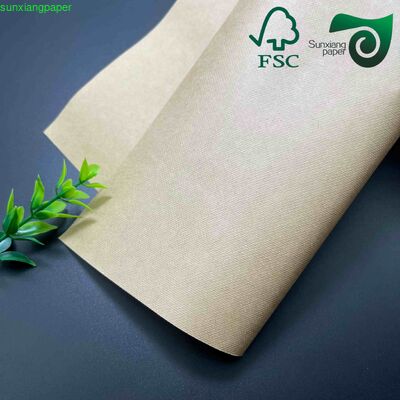 60gsm 70gsm FSC Brown Single Sided Coated Ribbed Kraft Paper For Food Wrap Bags