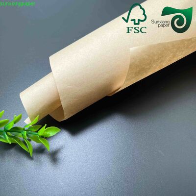 FSC 38gsm Brown Greaseproof Paper 100% Virgin Pulp Waxed Food Wrapping Paper