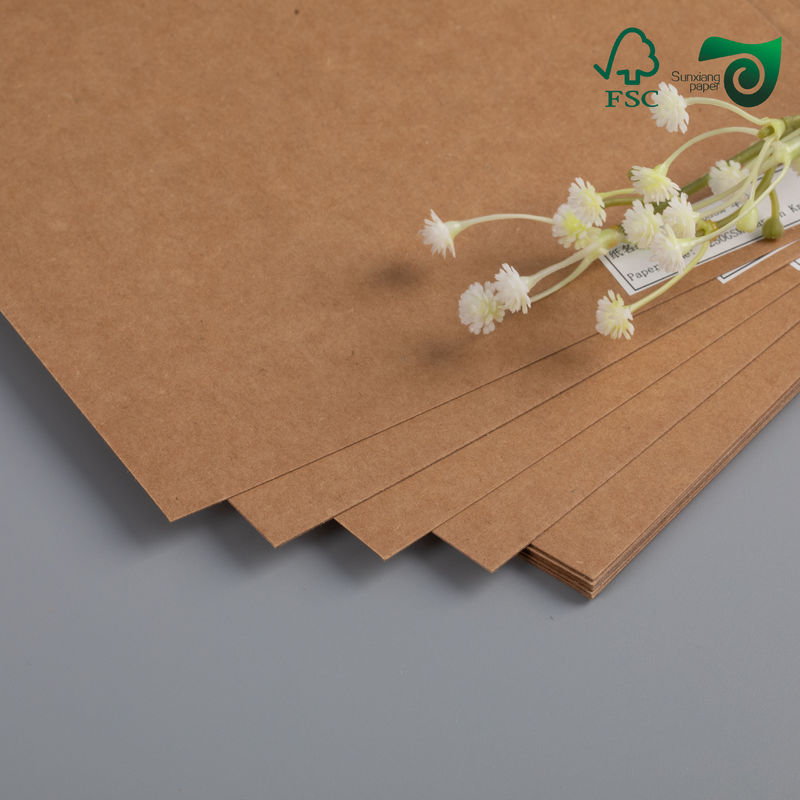 FSC 250gsm Brown Kraft Food Wrapping Paper  Fold Resistant For Food Tray Packaging