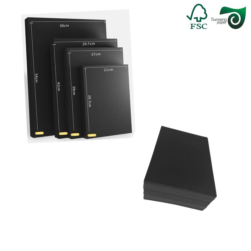 FSC Certified High Density Black Solid Cardboard 300gsm 350gsm Sheets For Shopping Bags