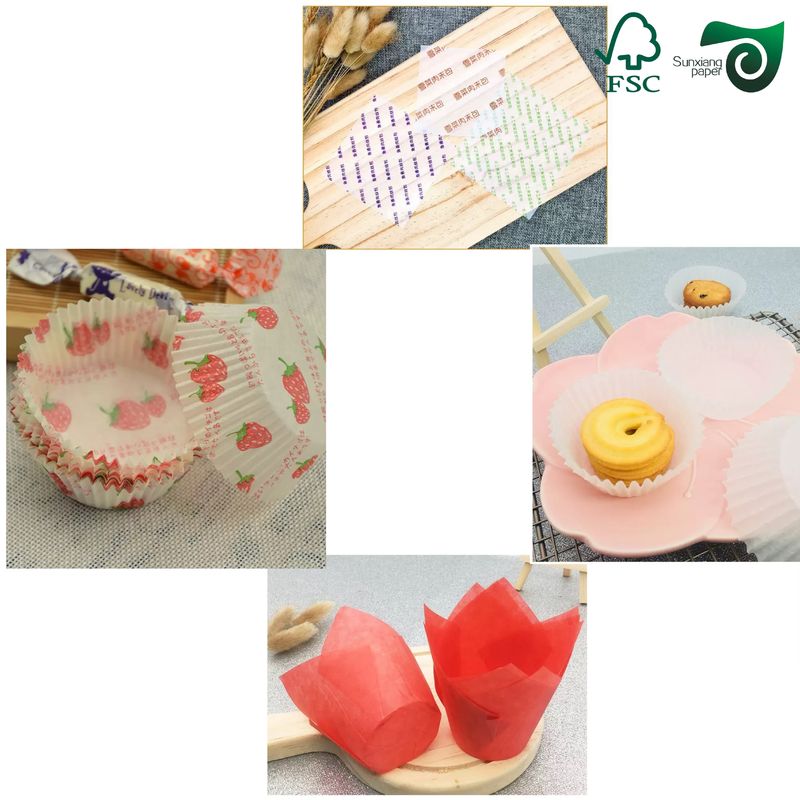FSC 30gsm 40gsm Food Grade Colored Cupcake Liners Paper 70cm 100cm