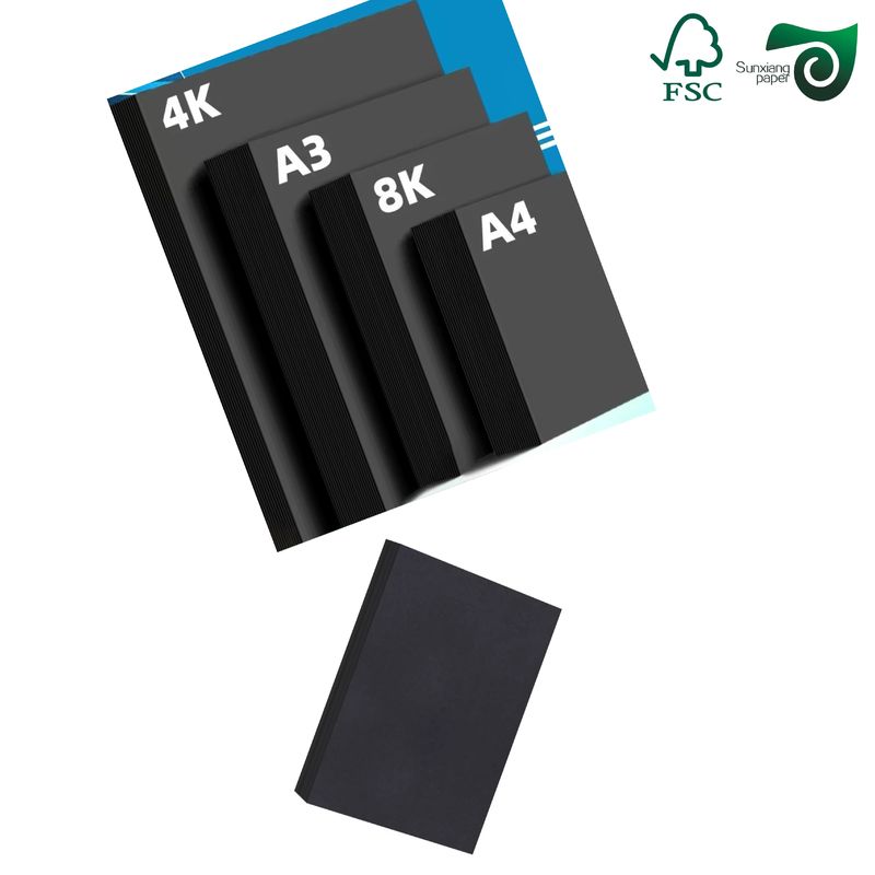 Premium Double Sided Deep Black Matte Cardstock 80gsm 450gsm For Photo Album Backing Paper