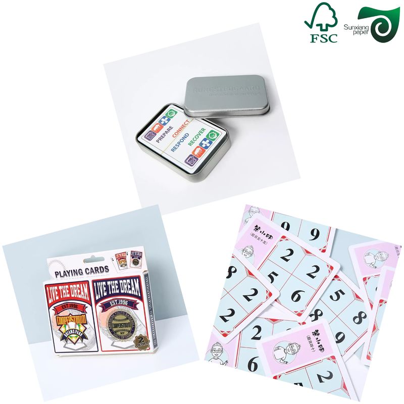FSC Certified 300gsm 320GSM High Strength Blue Core C2S Paper For Game Playing Cards