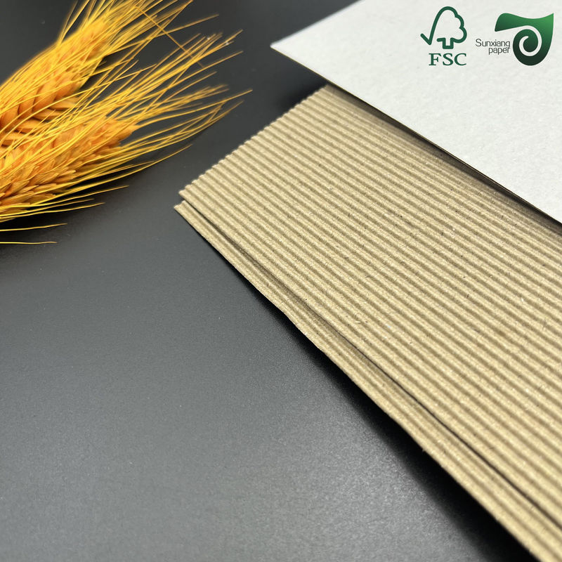 FSC E  Flute Single Wall Corrugated Cardboard Sheets For Brown Coffee Cup Covers