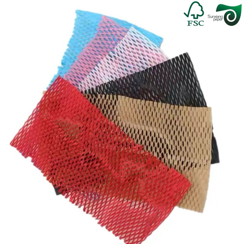 FSC 100gsm RED Brown Honeycomb Paper Wrap Eco Cushion For E Commerce Fragile Items