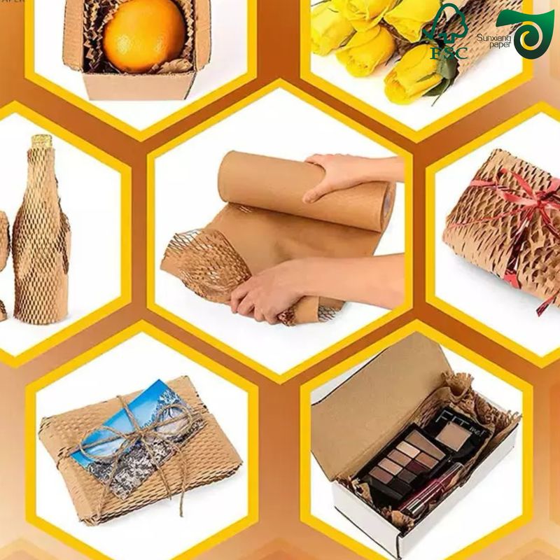 FSC 100gsm White Brown Honeycomb Wrap Eco Friendly Cushioning for E Commerce Fragile Items