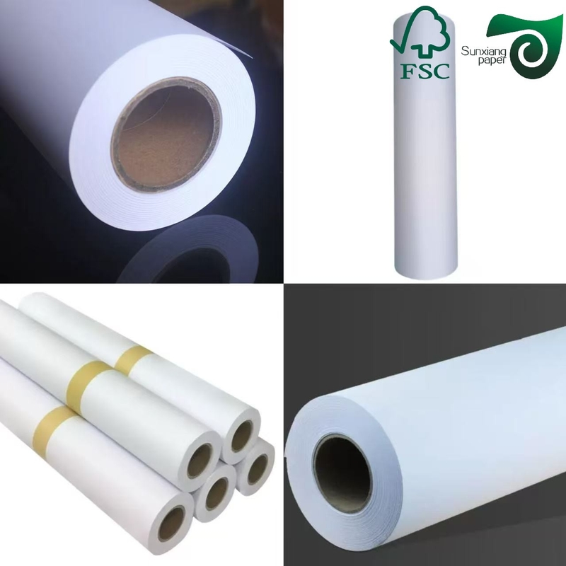 FSC Uncoated Plain Plotter Paper Rolls For Garment Factory  62" 72" Width  45gr 48gr  2" Core