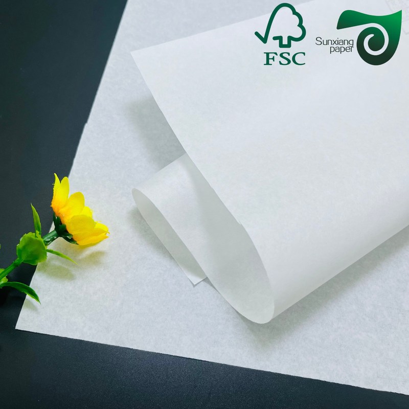 FSC Recyclable 28gsm White Food Grade Wrapping Paper For Straws  Cutlery Purity Virgin Wood Pulp