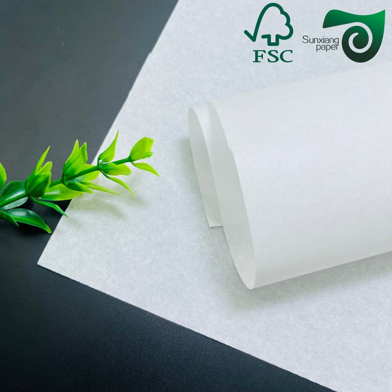 FSC Grade 3 Food Safe White Greaseproof Paper Rolls 35gsm 40gsm For Food Wrapping