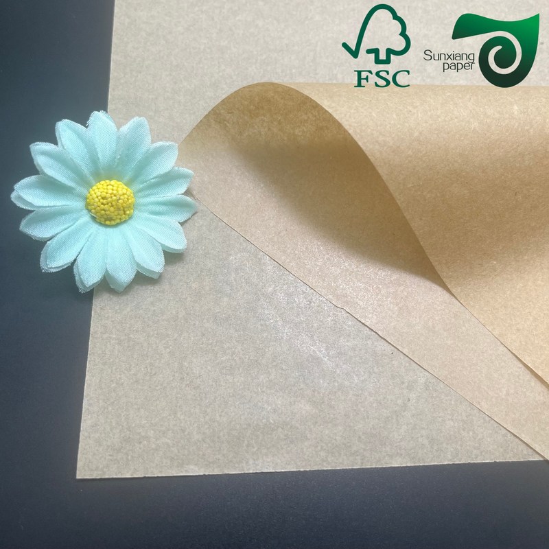 FSC 55gsm One Side Glossy MG Brown Kraft Paper Food Grade Wrapping Packaging Solution