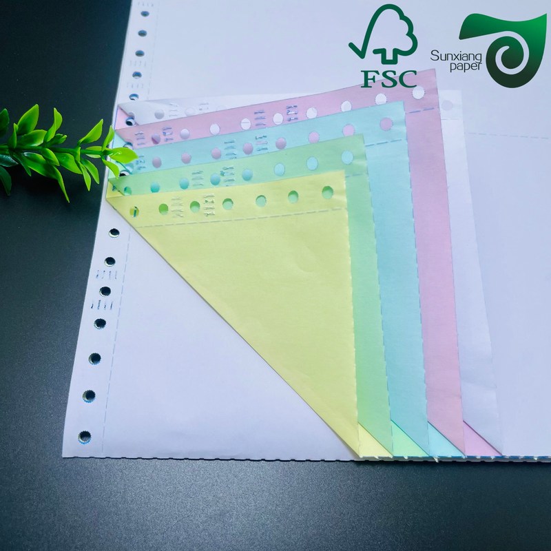 FSC 50gsm Yellow Blue Blank Carbonless Copy Paper  Letter Size For Receipt Printing