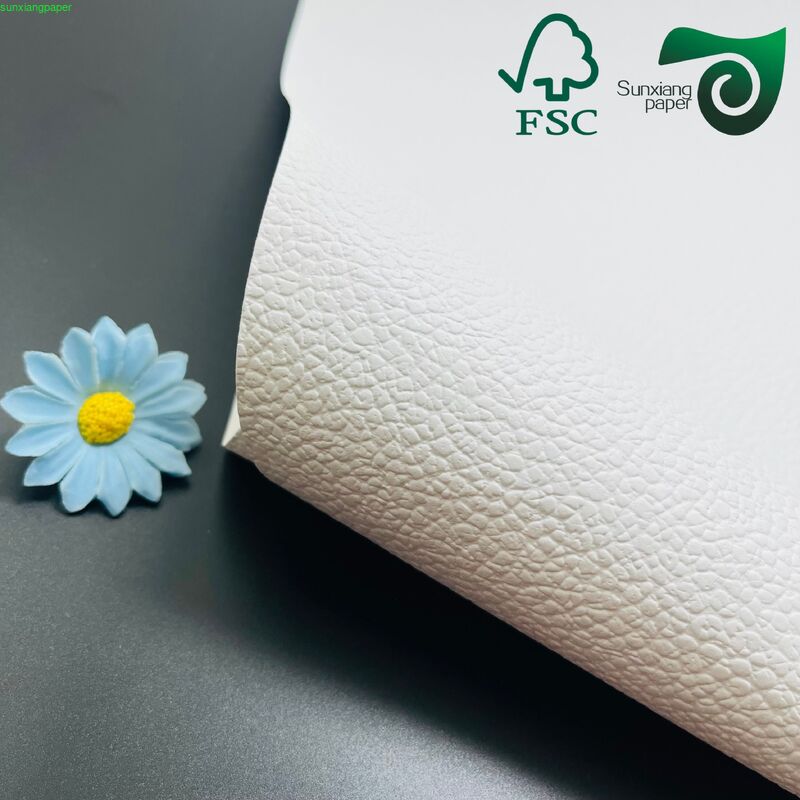 FSC 300GSM Leather Grain Embossed White Kraft Paper Premium Material For Jewelry Artistic Packaging