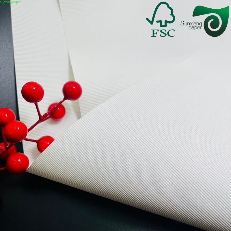 FSC 350GSM Striped Embossed White Cardstock Paper For Luxury Jewelry Accessory Packaging