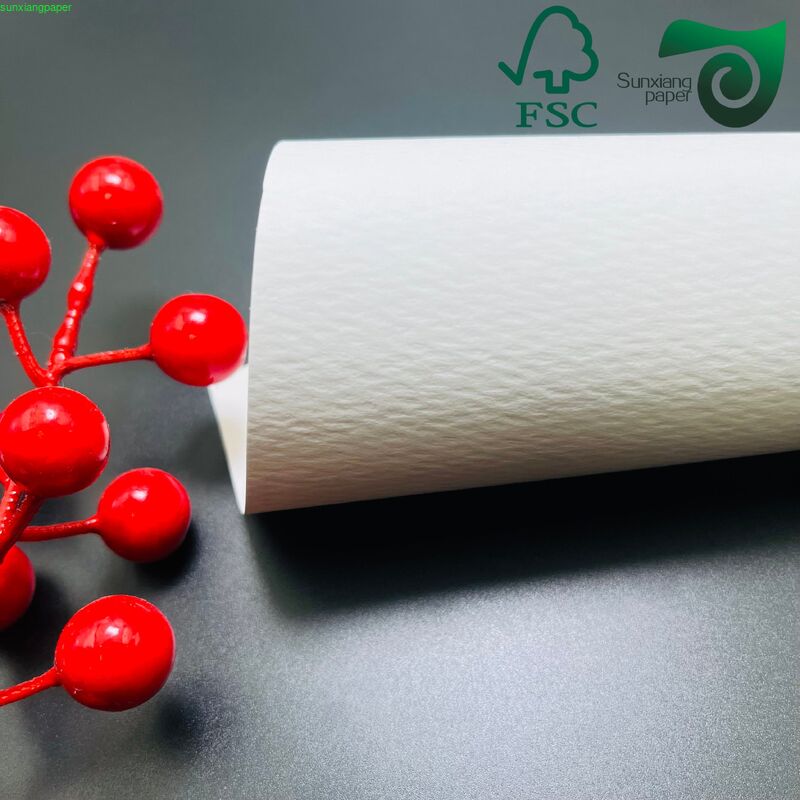 350gsm Cloth Texture Embossed Paper FSC Premium White Cardstock For Luxury Gift Packaging